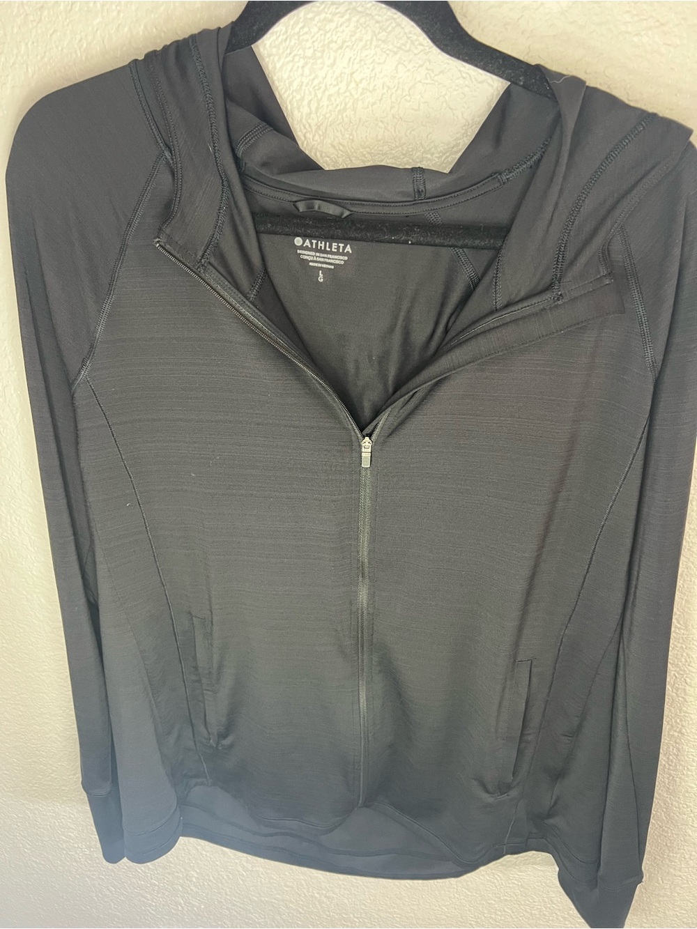 Athleta Black Full-Zip Hooded Performance Jacket